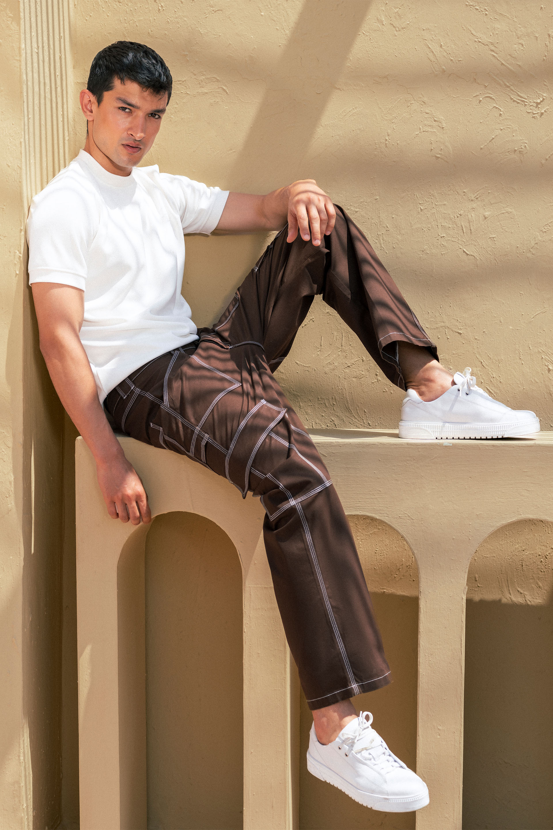 Contrast Stitch Cargo Fit Trousers - Miles