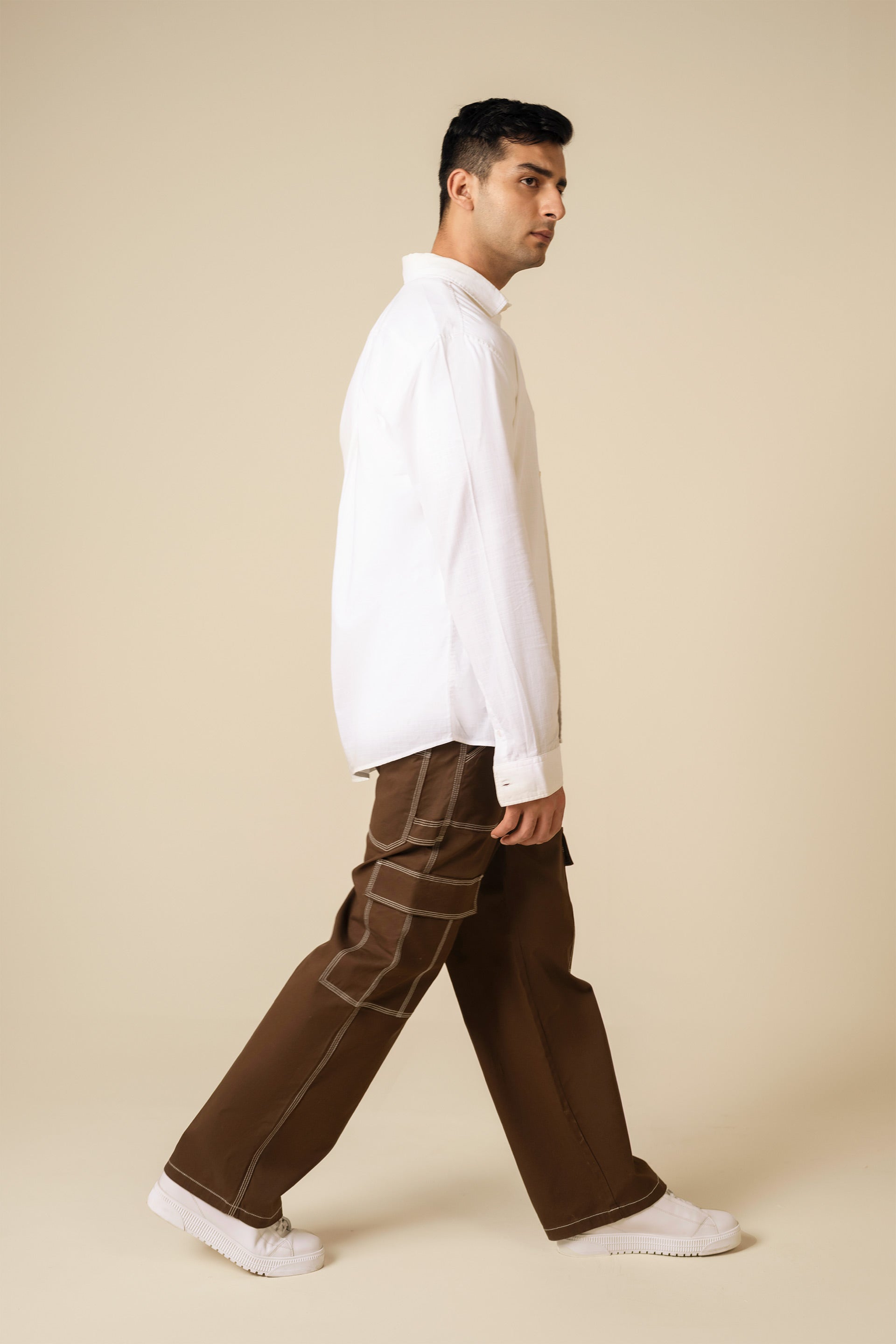 Contrast Stitch Cargo Fit Trousers - Miles