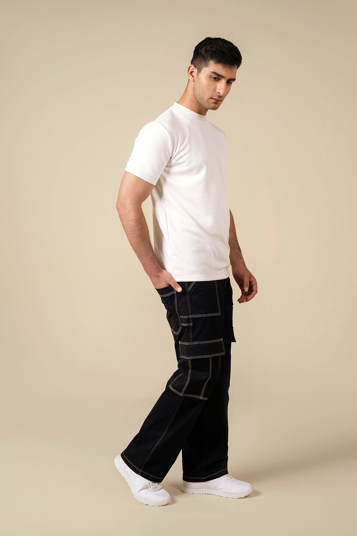 Contrast Stitch Cargo Fit Trousers - Miles