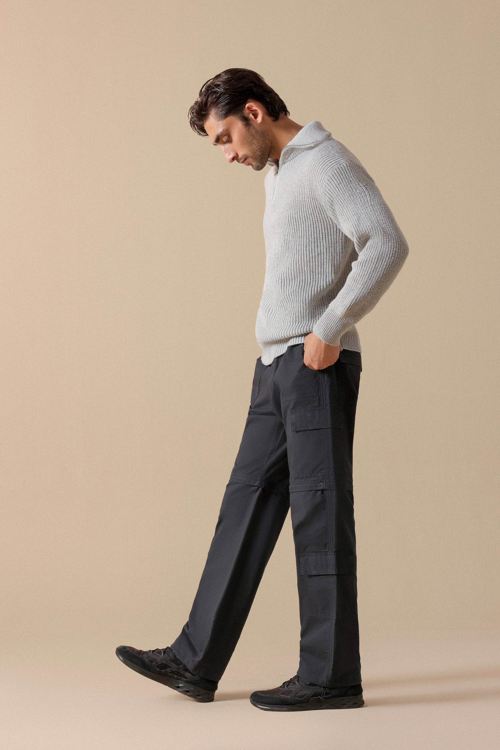 Half-Zip Polo Sweater #Color_Light Grey
