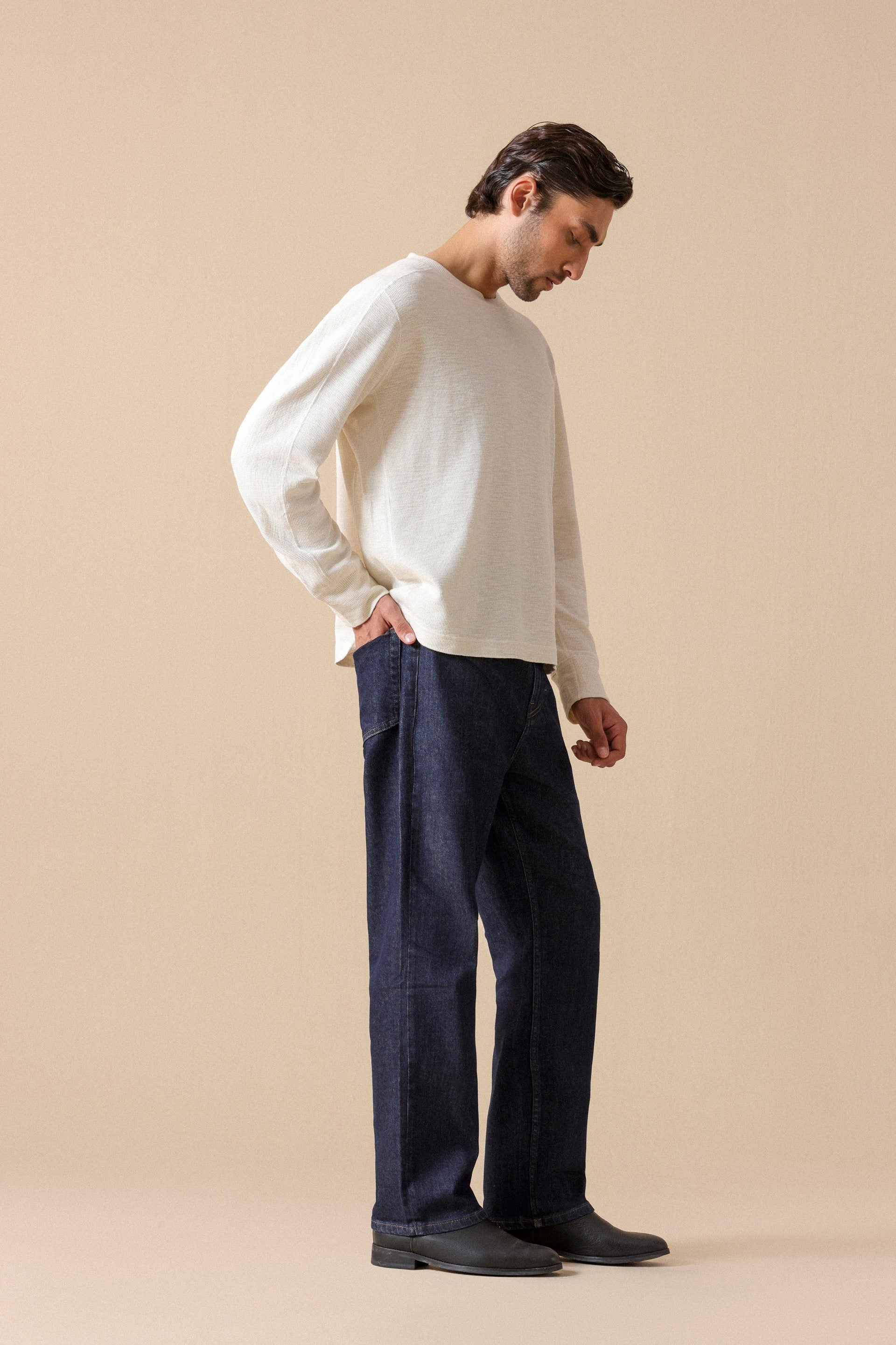 white full sleeve t shirt #Color_Off-White