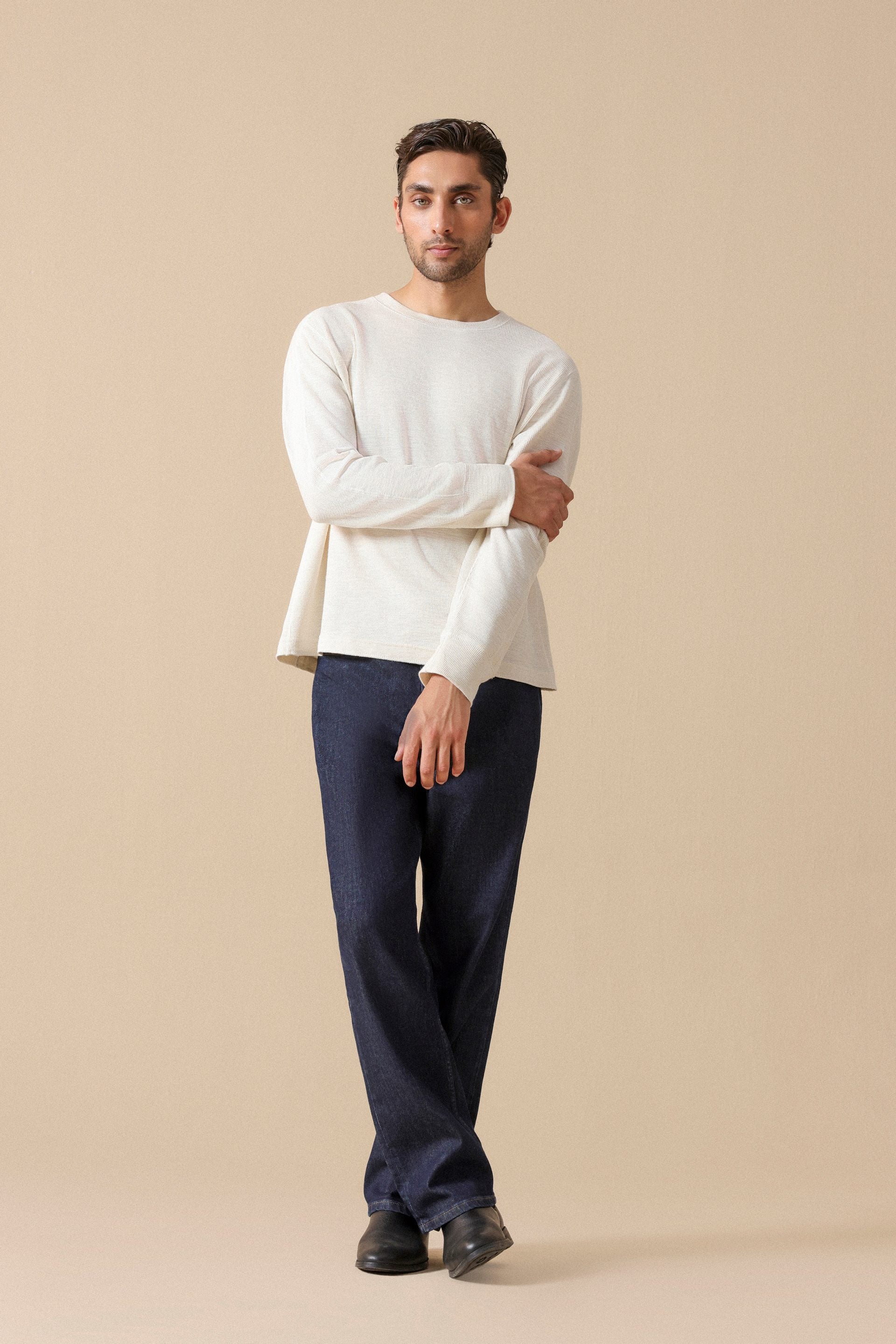 white full sleeve t shirt #Color_Off-White