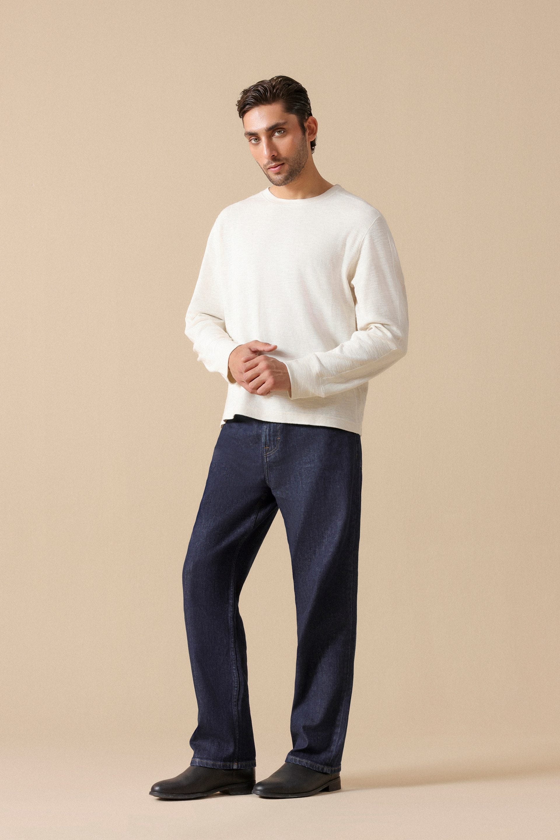 white full sleeve t shirt  for men #Color_Off-White